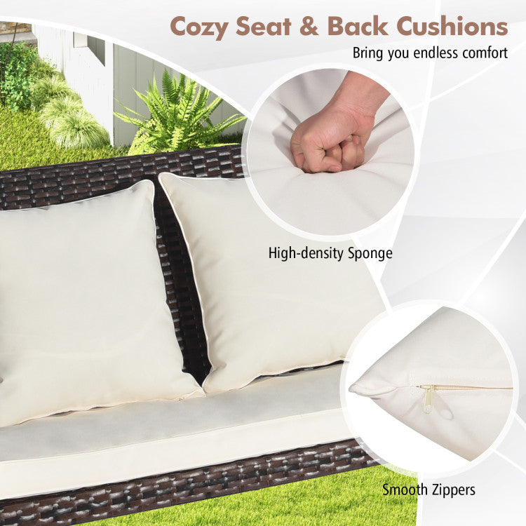 Outdoor 2-Person Patio Rattan Porch Swing