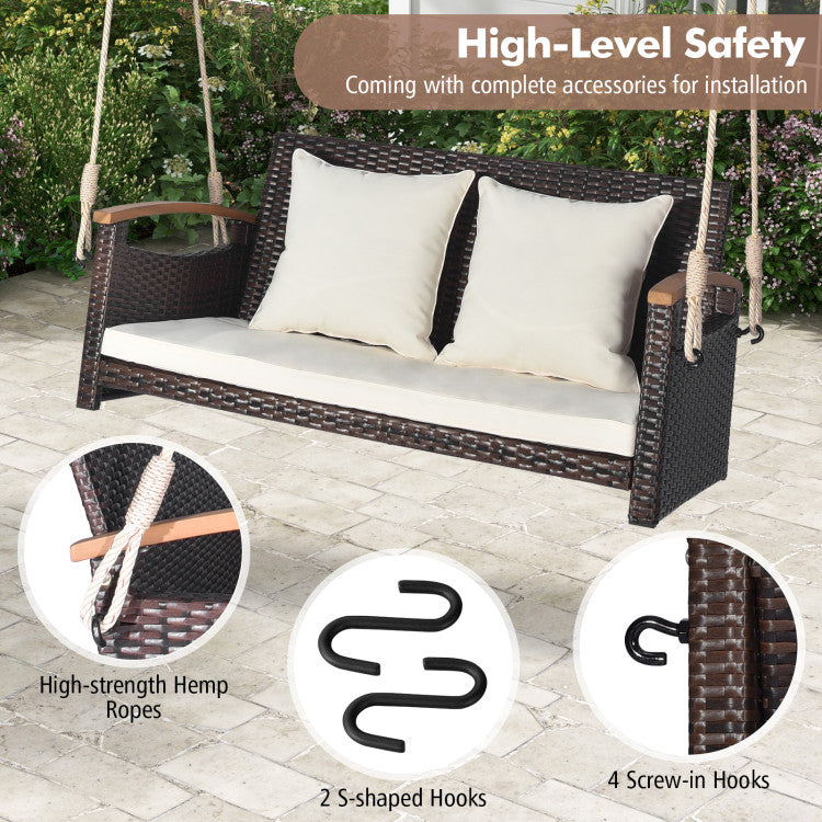 Outdoor 2-Person Patio Rattan Porch Swing