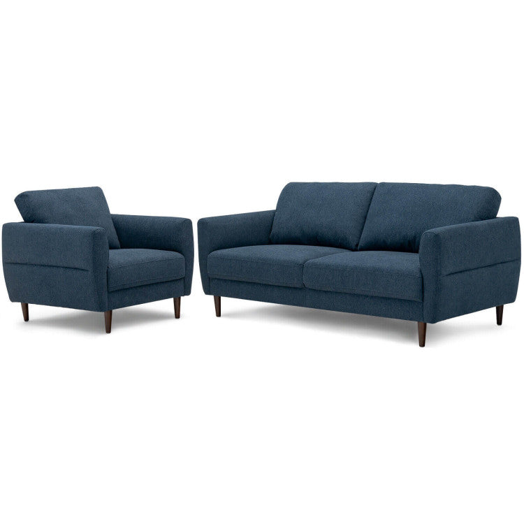 Home 2 Pieces Modern Upholstered Sofa Set with Removable Cushion Covers