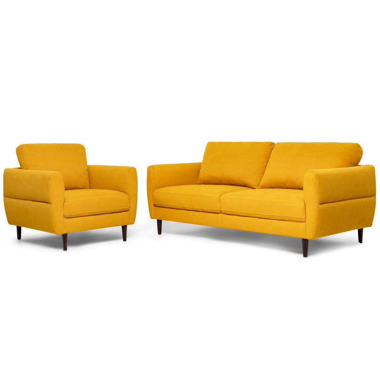 Home 2 Pieces Modern Upholstered Sofa Set with Removable Cushion Covers