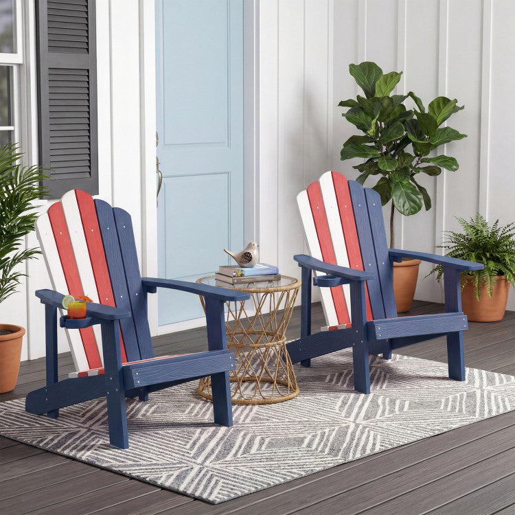 Weather Resistant HIPS Outdoor Adirondack Chair with Cup Holder (Pack of 1)