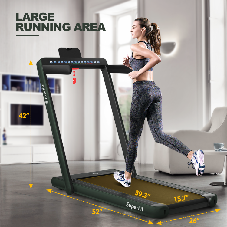 Fitness 2.25 HP 2-in-1 Folding Walking Pad Treadmill with Dual Display and App Control