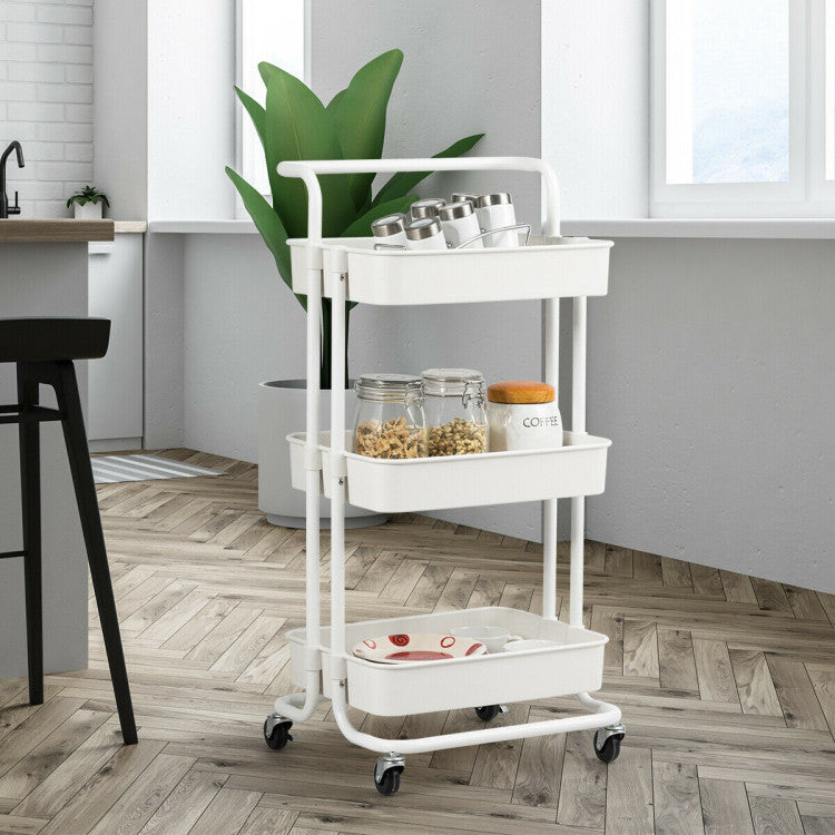 Modern 3-Tier Utility Cart Storage Rolling Cart with Casters