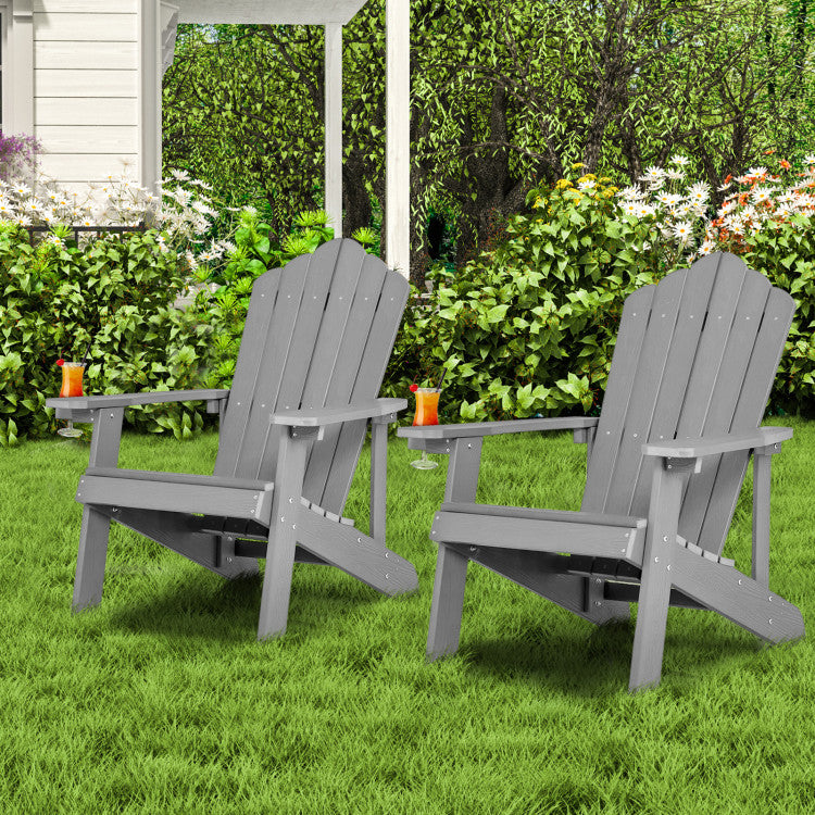 2 Pieces Adirondack Chair Set with Ergonomic Design for Porch and Backyard