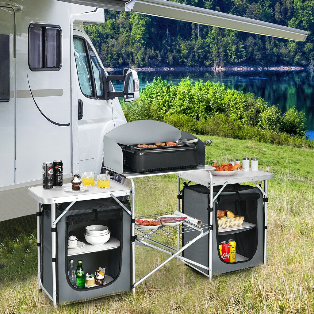 Outdoor Folding Camping Table with Storage Organizer