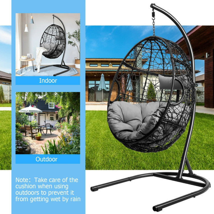 Outdoor Indoor/Outdoor Hanging Cushioned Hammock Chair with Stand