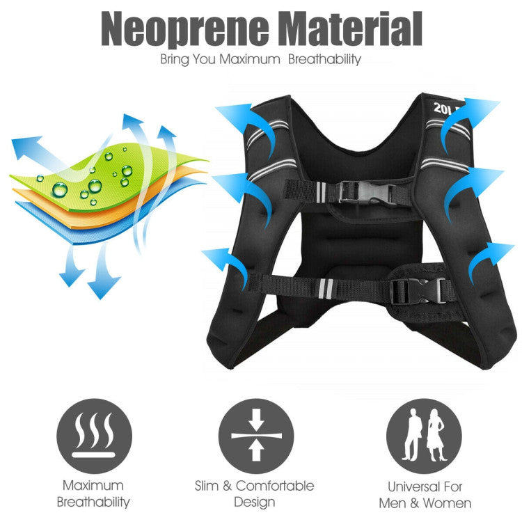 Fitness Training Weight Vest Workout Equipment with Adjustable Buckles and Mesh Bag