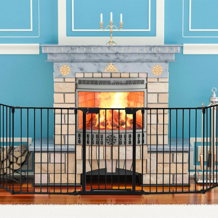 Pet 115 Inch Length 5 Panel Adjustable Wide Fireplace Fence