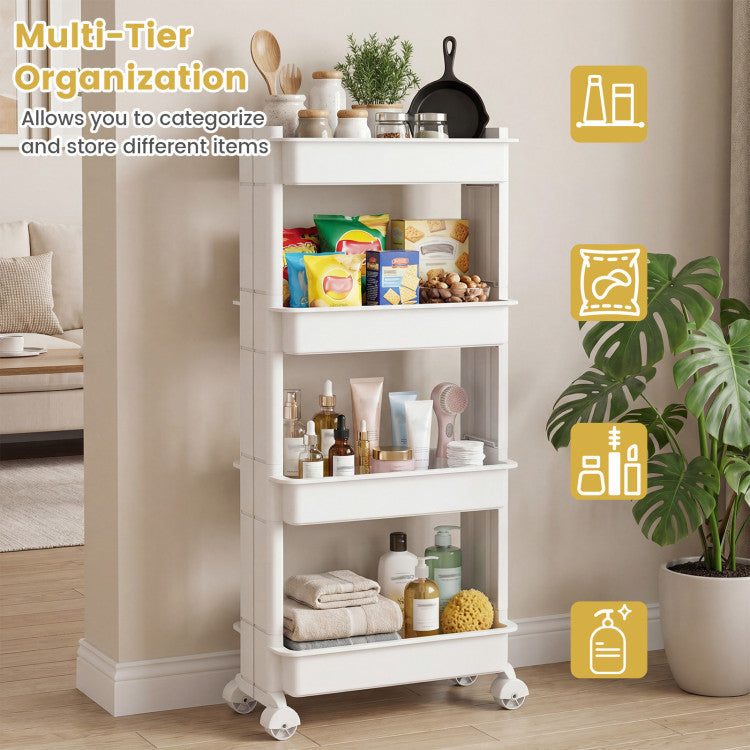 Modern 3/4-Tier Rolling Utility Cart with Detachable Trays and Smooth Wheels