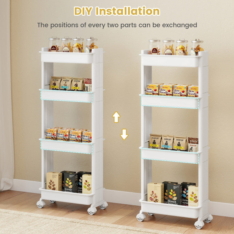 Modern 3/4-Tier Rolling Utility Cart with Detachable Trays and Smooth Wheels