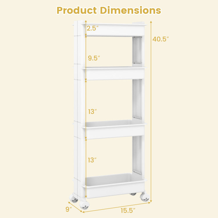 Modern 3/4-Tier Rolling Utility Cart with Detachable Trays and Smooth Wheels