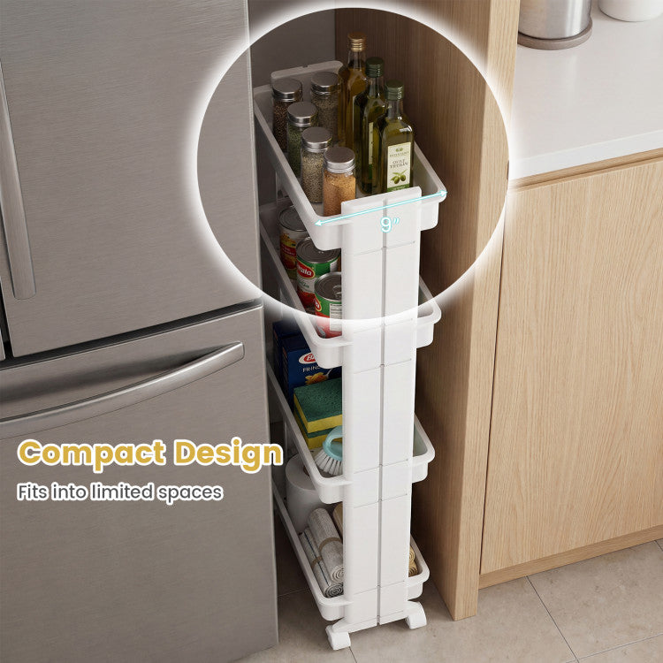 Modern 3/4-Tier Rolling Utility Cart with Detachable Trays and Smooth Wheels