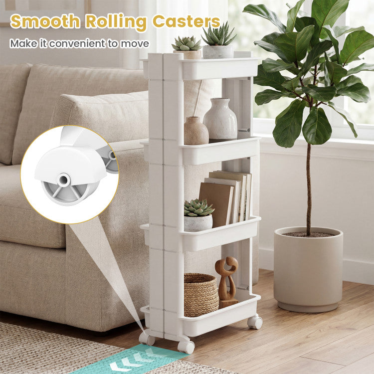 Modern 3/4-Tier Rolling Utility Cart with Detachable Trays and Smooth Wheels