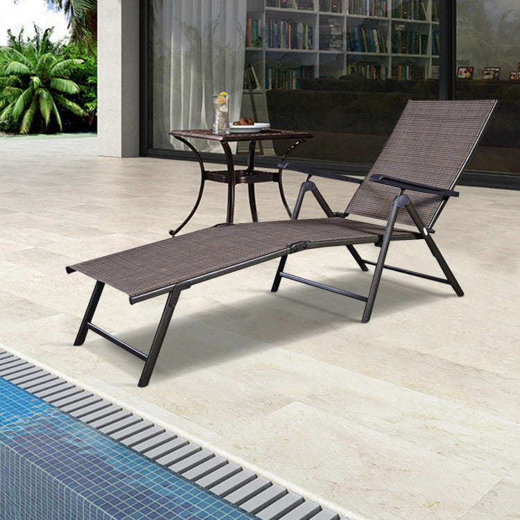 Outdoor Adjustable Chaise Lounge Chair with 5 Reclining Positions ( 1 Lounge Chaise)