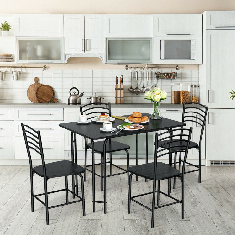 Modern 5 Pieces Wood Rectangular Dining Table Set