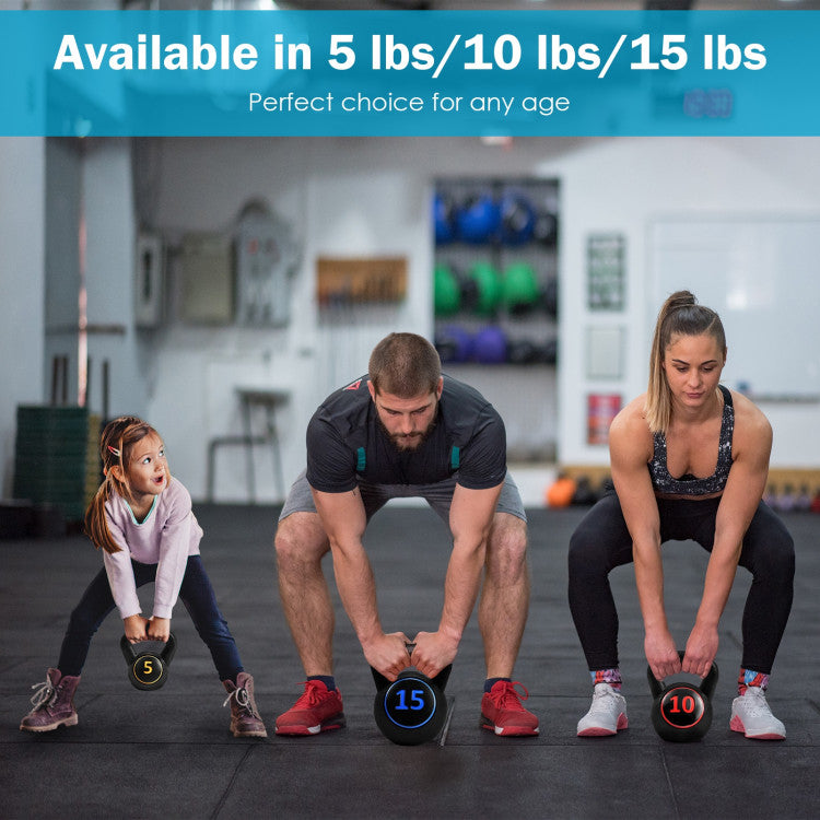 Fitness 3 Pieces 5 10 15lbs Kettlebell Weight Set