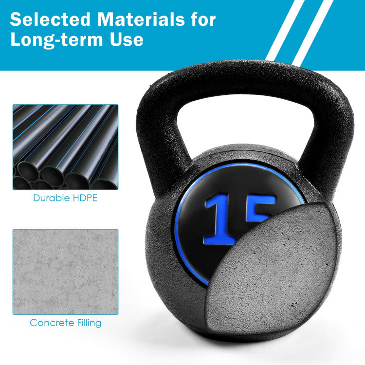 Fitness 3 Pieces 5 10 15lbs Kettlebell Weight Set