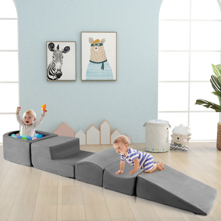 5-Piece Climb and Crawl Playset with Ball Pit for Kids