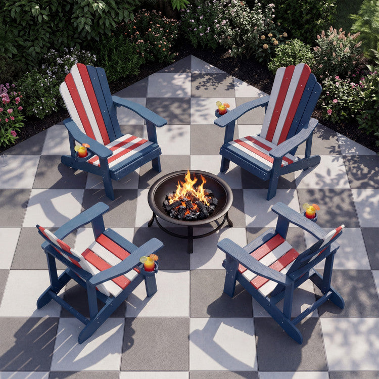 Weather Resistant HIPS Outdoor Adirondack Chair with Cup Holder (Pack of 1)