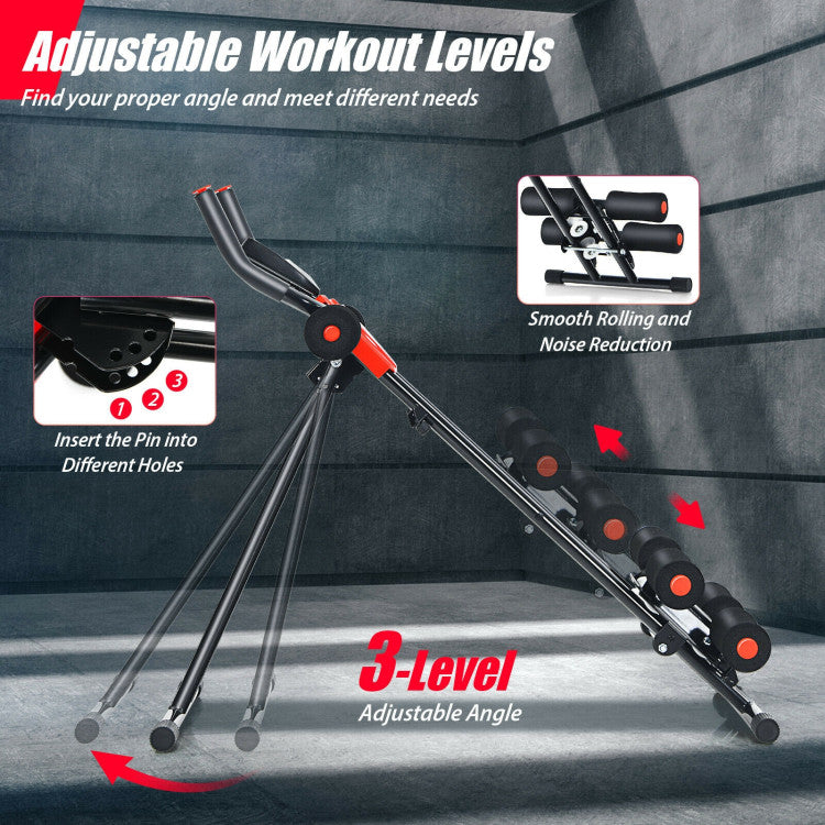 Fitness Foldable Adjustable Core Abdominal Trainer with 3 Adjustable Resistance and LCD Display