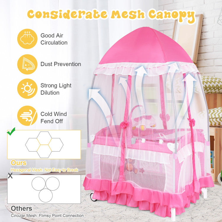4-in-1 Portable Baby Playard with Carry Bag and Mosquito Net