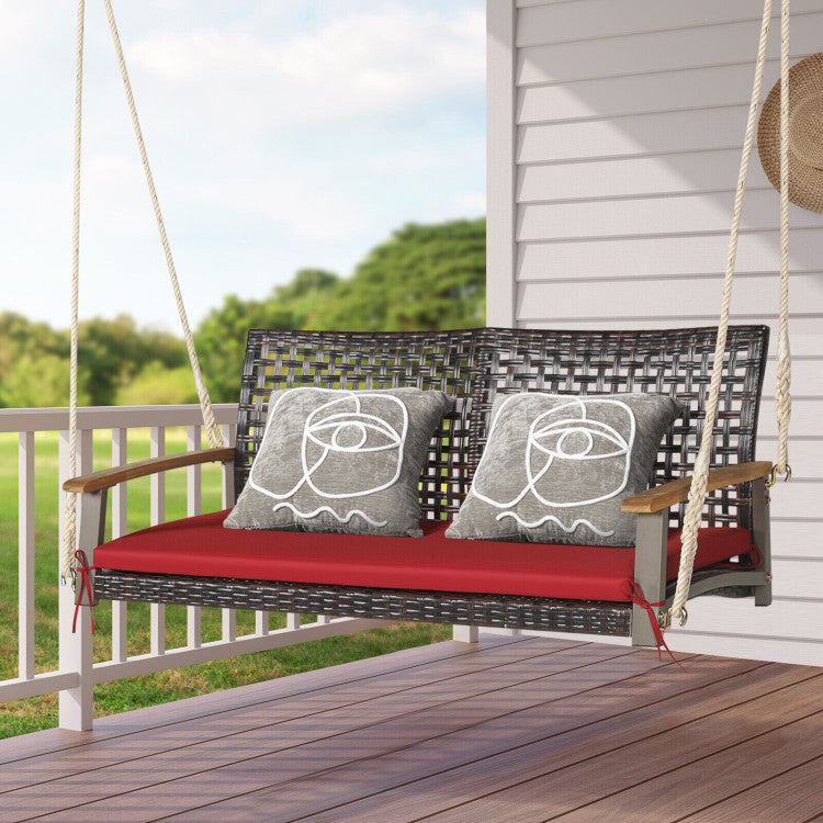 Outdoor 2-Person Rattan Hanging Porch Swing Chair