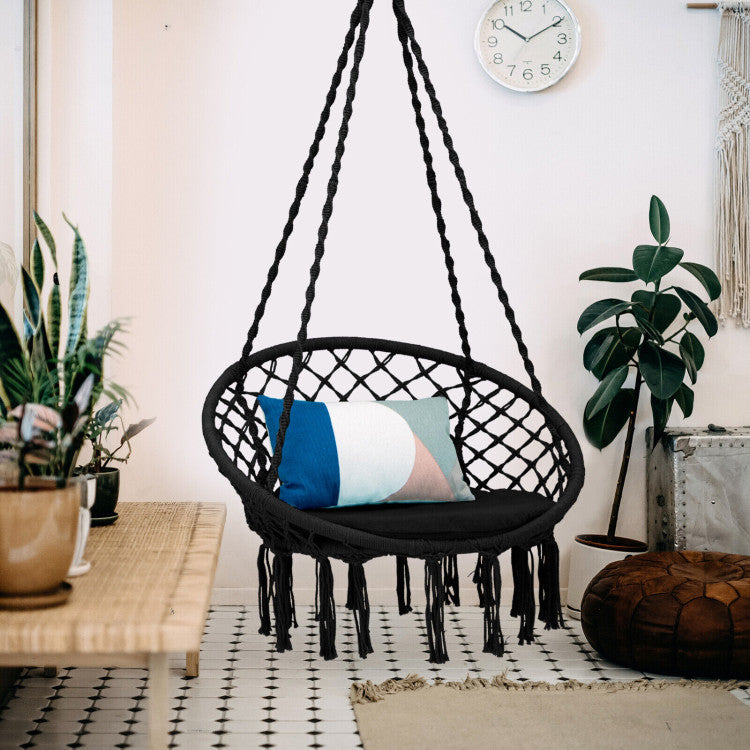 Outdoor Cushioned Hammock Swing Chair with Hanging Kit