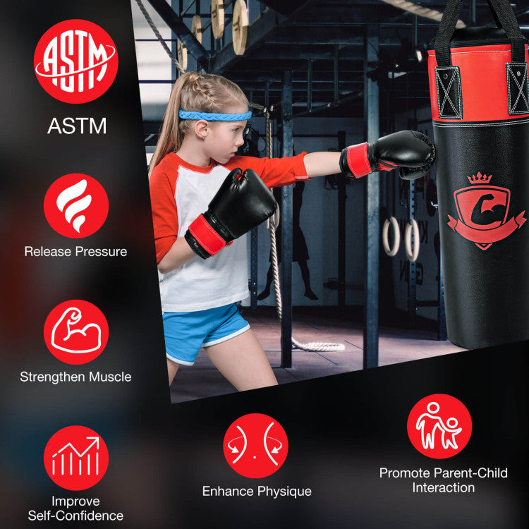 Fitness Kids 11 Pounds Kids Hanging Punching Bag Set with Punching Gloves