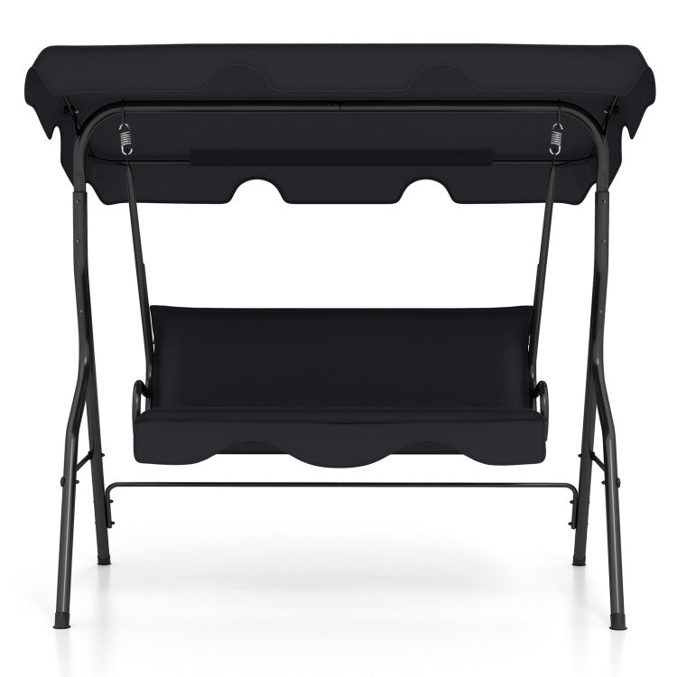Outdoor 3 Seat Outdoor Patio Canopy Swing with Cushioned Steel Frame