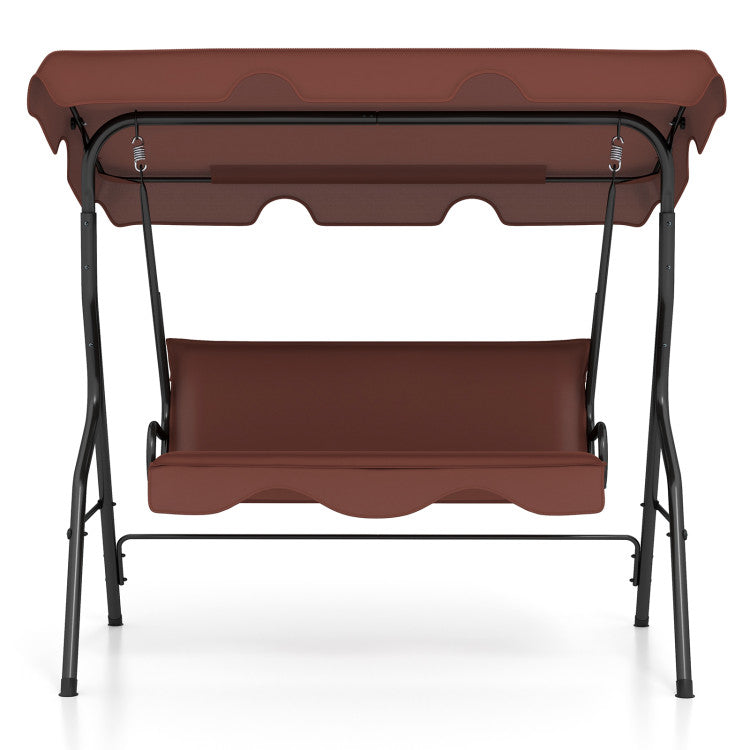 Outdoor 3 Seat Outdoor Patio Canopy Swing with Cushioned Steel Frame