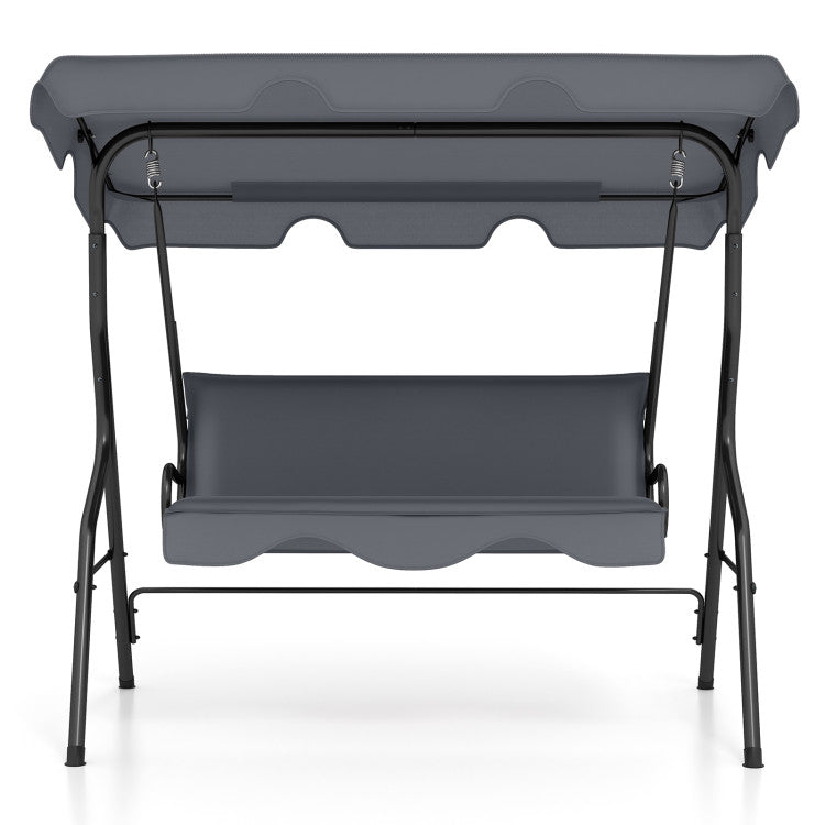 Outdoor 3 Seat Outdoor Patio Canopy Swing with Cushioned Steel Frame
