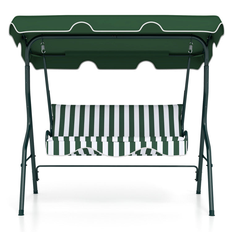 Outdoor 3 Seat Outdoor Patio Canopy Swing with Cushioned Steel Frame