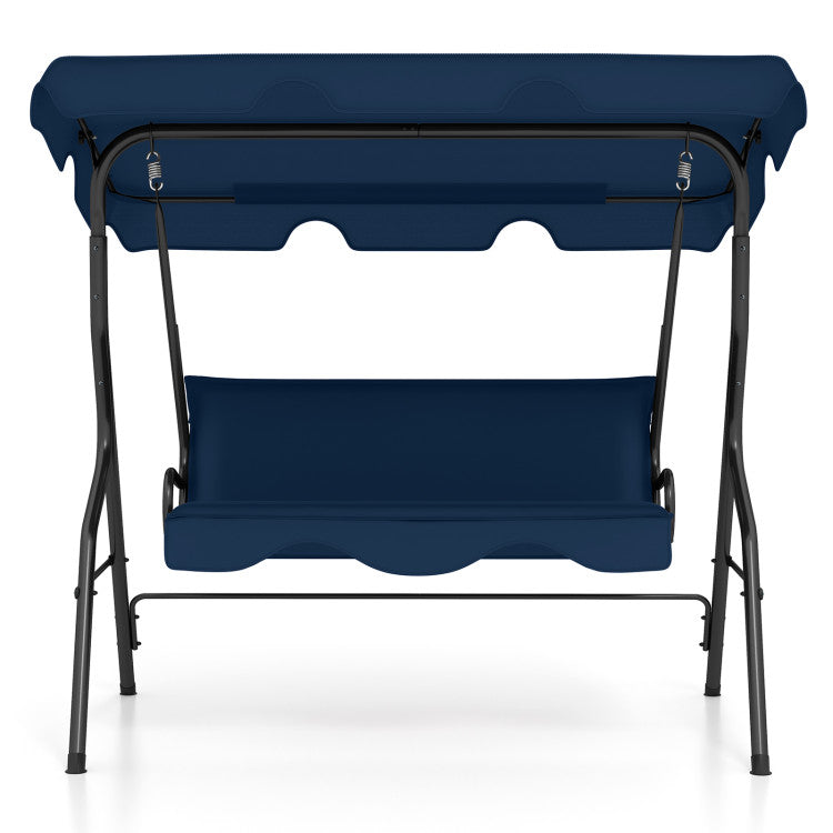 Outdoor 3 Seat Outdoor Patio Canopy Swing with Cushioned Steel Frame