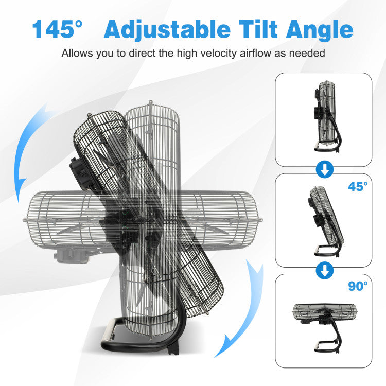 Appliance 3-Speed High Velocity Floor Fan with Adjustable Tilt Angle and Handle