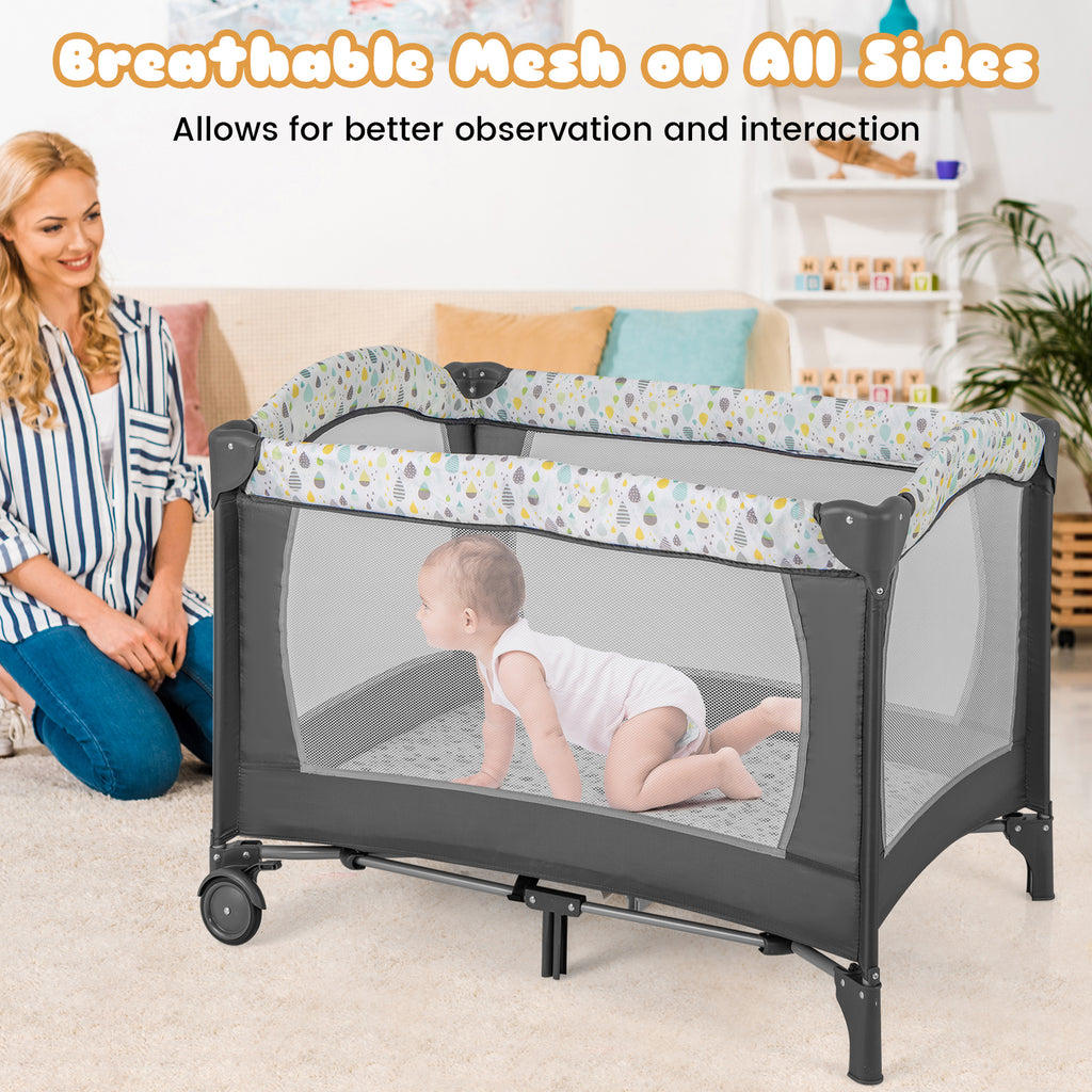 Multi-Functional Baby Playpen with Removable Changing Table