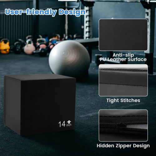 Fitness 3 In 1 Foam Plyometric Box with 3 Heights and Easy-to-Clean PU Cover