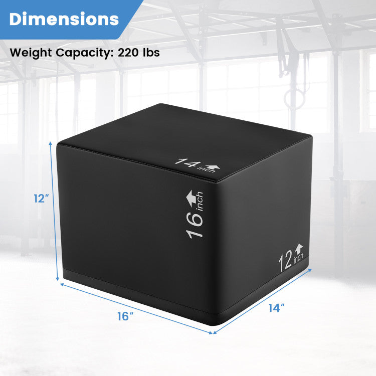 Fitness 3 In 1 Foam Plyometric Box with 3 Heights and Easy-to-Clean PU Cover