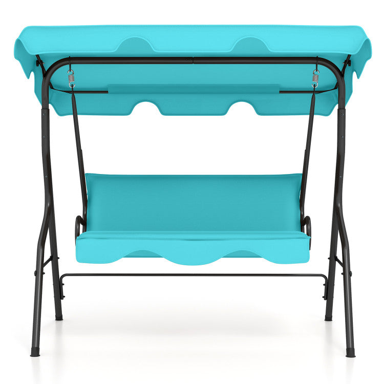 Outdoor 3 Seat Outdoor Patio Canopy Swing with Cushioned Steel Frame