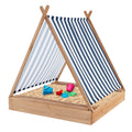 Outdoor Kids 49 x 48 Inch Kids Wooden Sandbox with Cover and 2 Bench Seats