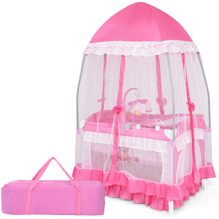 4-in-1 Portable Baby Playard with Carry Bag and Mosquito Net