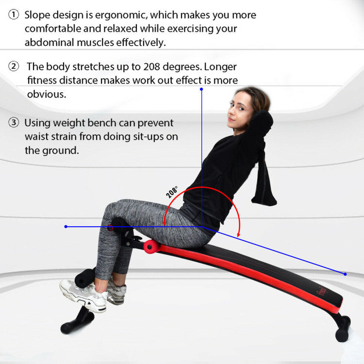 Fitness Folding Weight Bench Adjustable Sit-up Board Workout Slant Bench