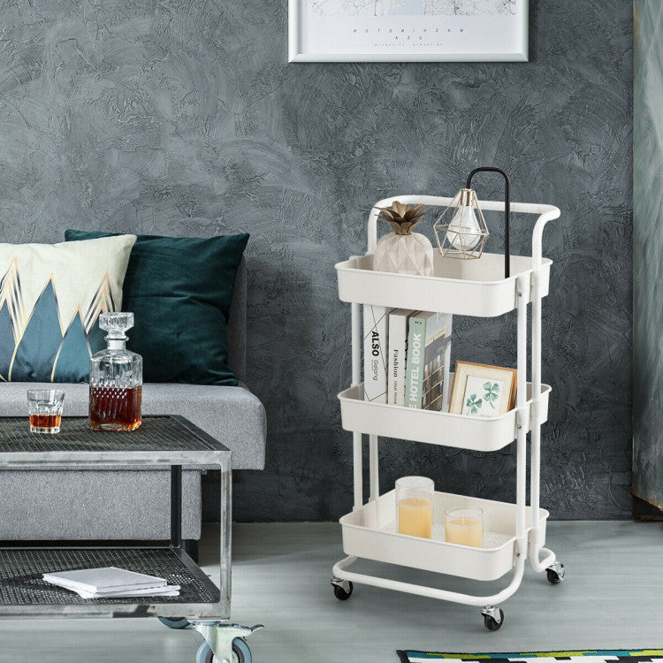 Modern 3-Tier Utility Cart Storage Rolling Cart with Casters