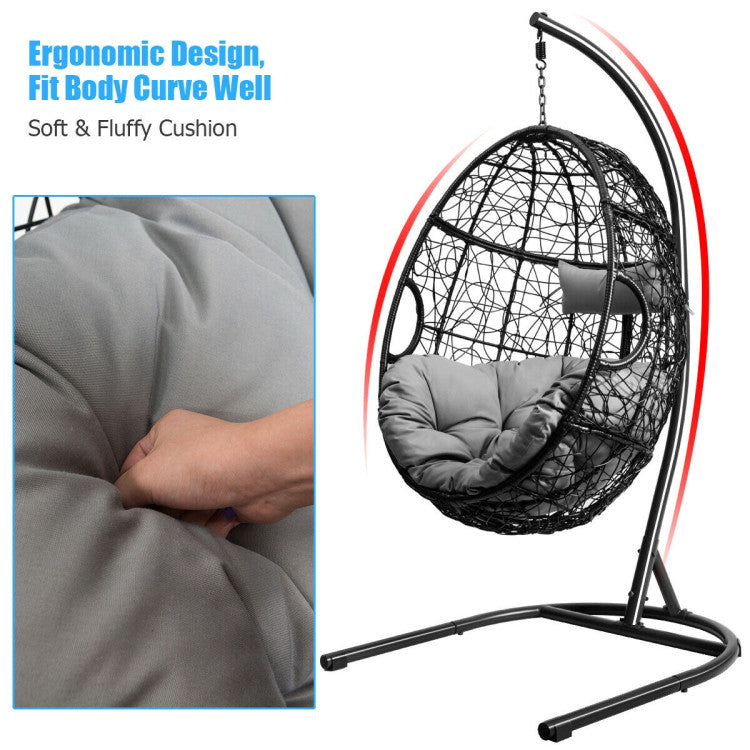 Outdoor Indoor/Outdoor Hanging Cushioned Hammock Chair with Stand