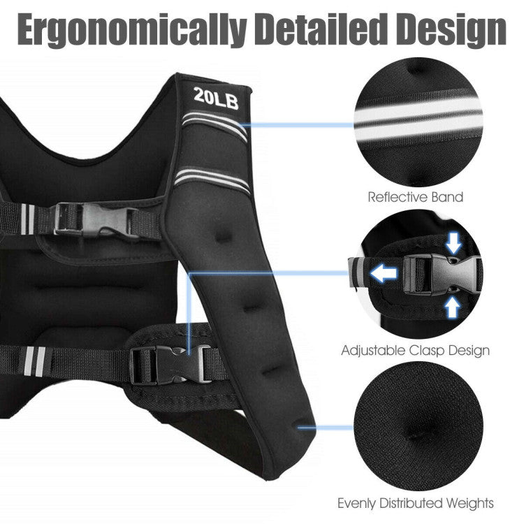 Fitness Training Weight Vest Workout Equipment with Adjustable Buckles and Mesh Bag