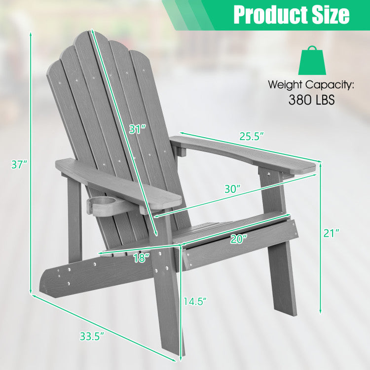 2 Pieces Adirondack Chair Set with Ergonomic Design for Porch and Backyard