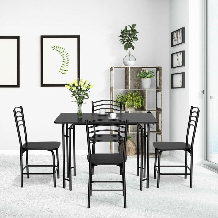 Modern 5 Pieces Wood Rectangular Dining Table Set