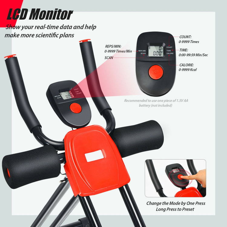 Fitness Foldable Adjustable Core Abdominal Trainer with 3 Adjustable Resistance and LCD Display
