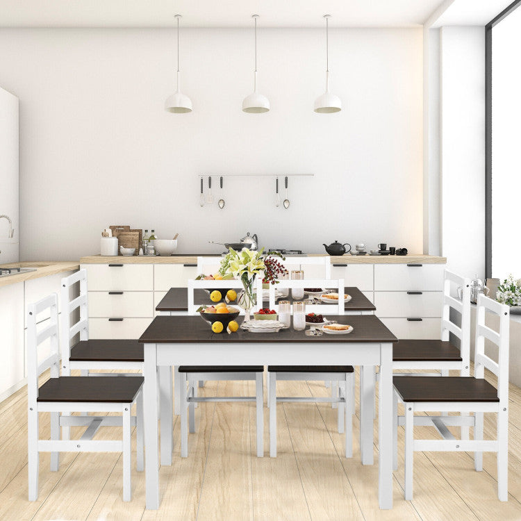 Modern 5-Piece Dining Set for 4 with Rubber Wood Legs for Small Dining Room