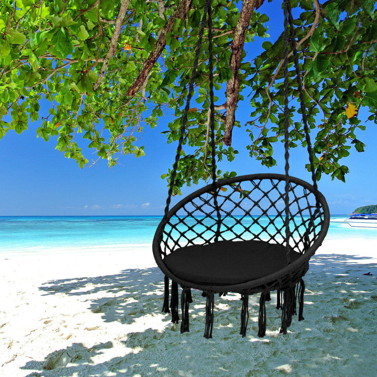 Outdoor Cushioned Hammock Swing Chair with Hanging Kit