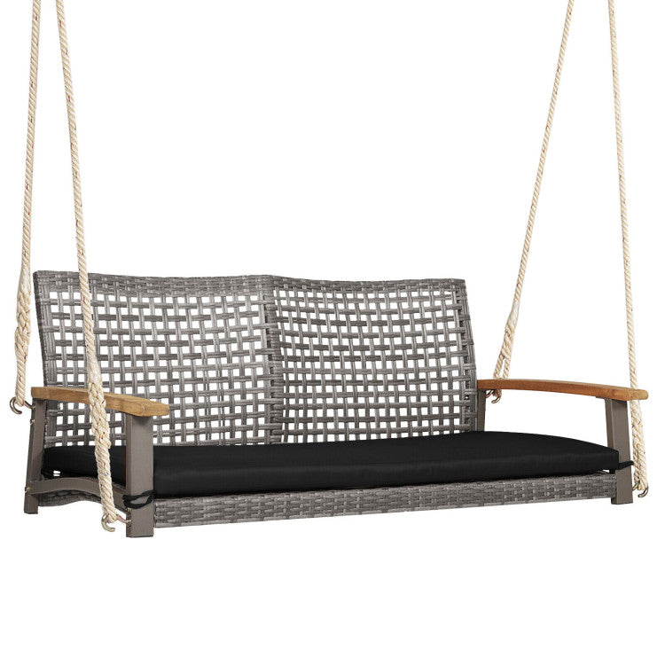 Outdoor 2-Person Patio Wicker Hanging Swing Chair